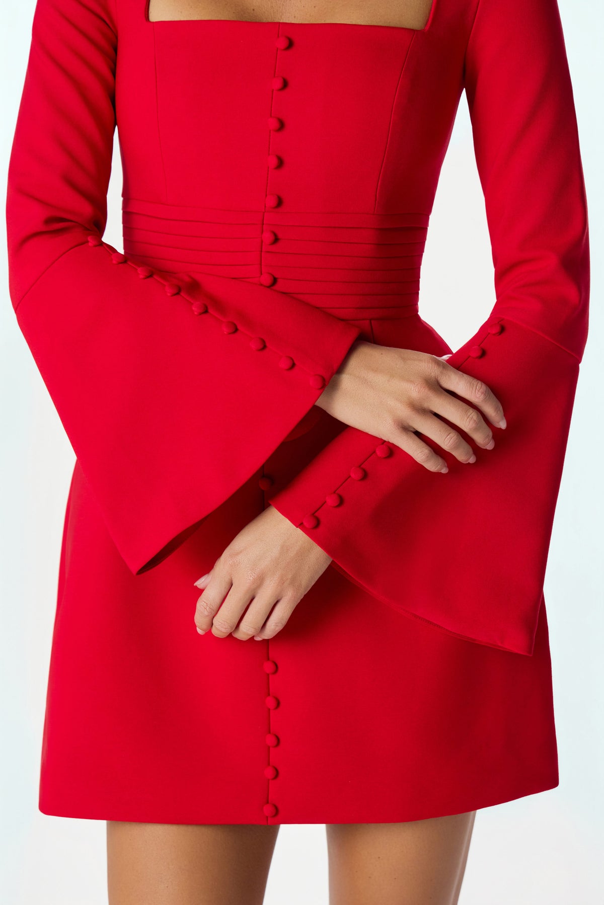 ROMY Square Neck Mini Dress in Red Position 5