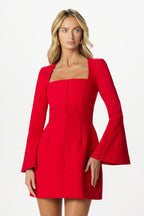 ROMY Square Neck Mini Dress in Red Position 2
