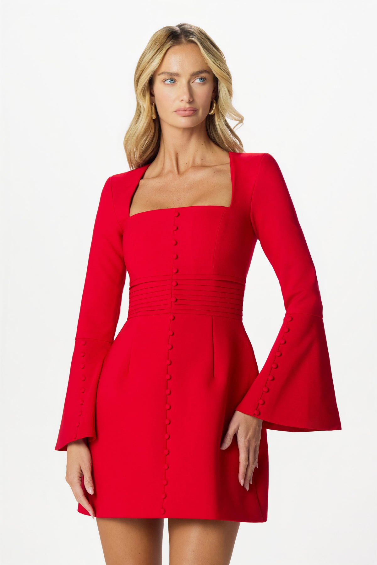 ROMY Square Neck Mini Dress in Red Position 2