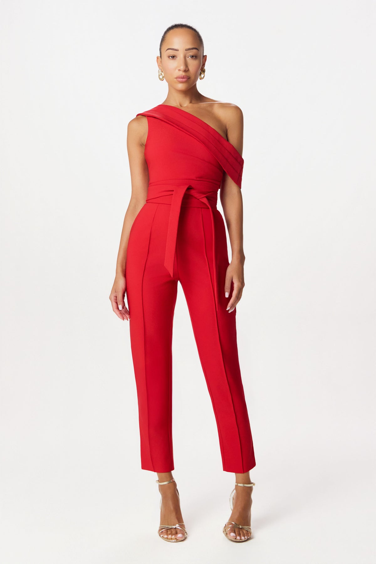 SOFIE Asymmetric Jumpsuit in Red Position 1