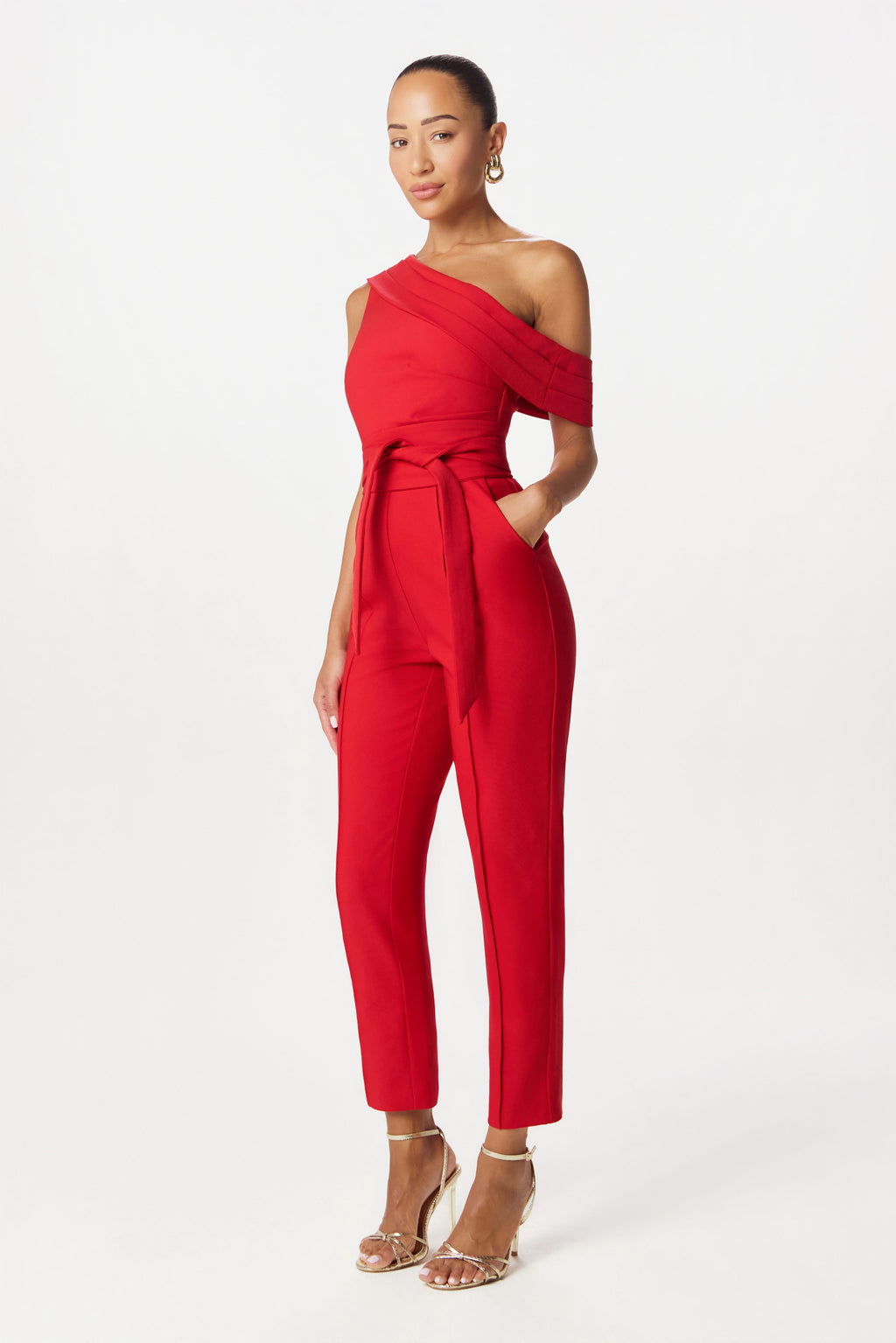 SOFIE Asymmetric Jumpsuit in Red Position 2
