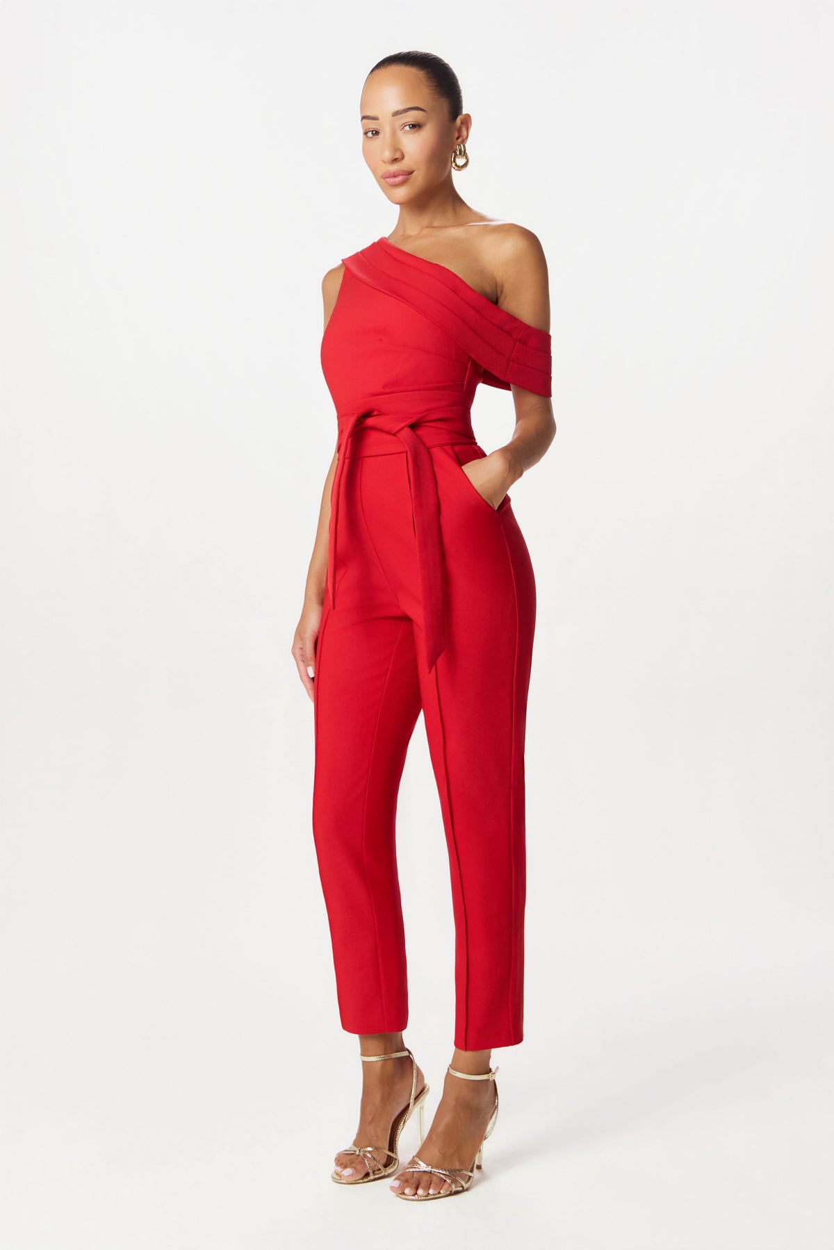 SOFIE Asymmetric Jumpsuit in Red Position 2