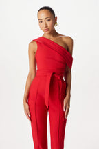 SOFIE Asymmetric Jumpsuit in Red Position 3