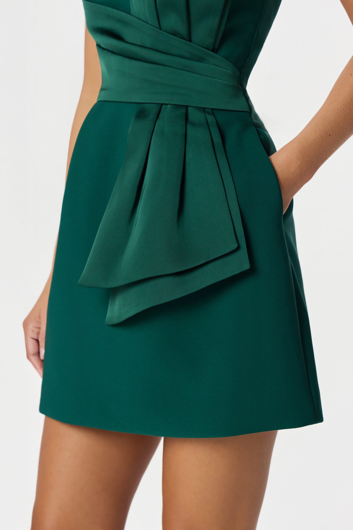 SOPHIA Bow Mini Dress in Emerald Position 5