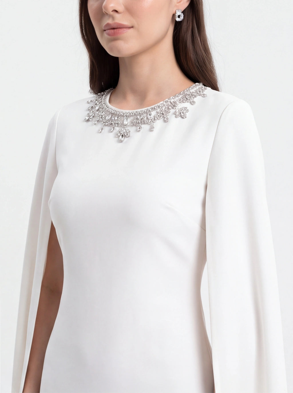 Avenyl TILLY Embellished White Mini Dress with Sparkling Details