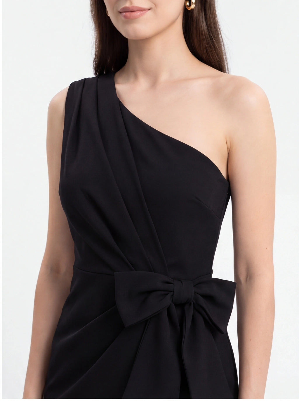 Avenyl HONEY Asymmetric Black Midi Dress with Elegant Cutout