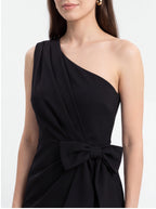 Avenyl HONEY Asymmetric Black Midi Dress with Elegant Cutout
