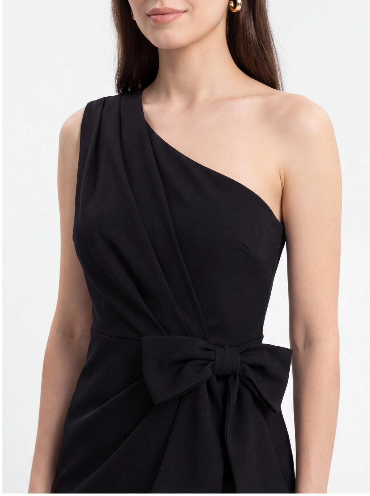 Avenyl HONEY Asymmetric Black Midi Dress with Elegant Cutout