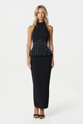 VALENTINA Embellished Maxi Dress in Black Position 1