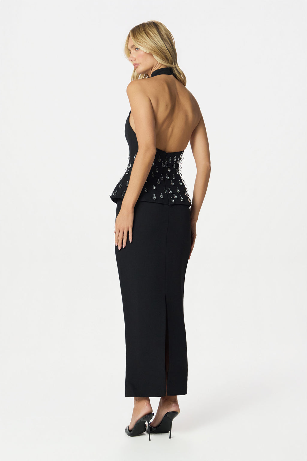 VALENTINA Embellished Maxi Dress in Black Position 2