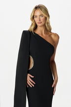 VIVIANA Asymmetric Maxi Dress in Black Position 2