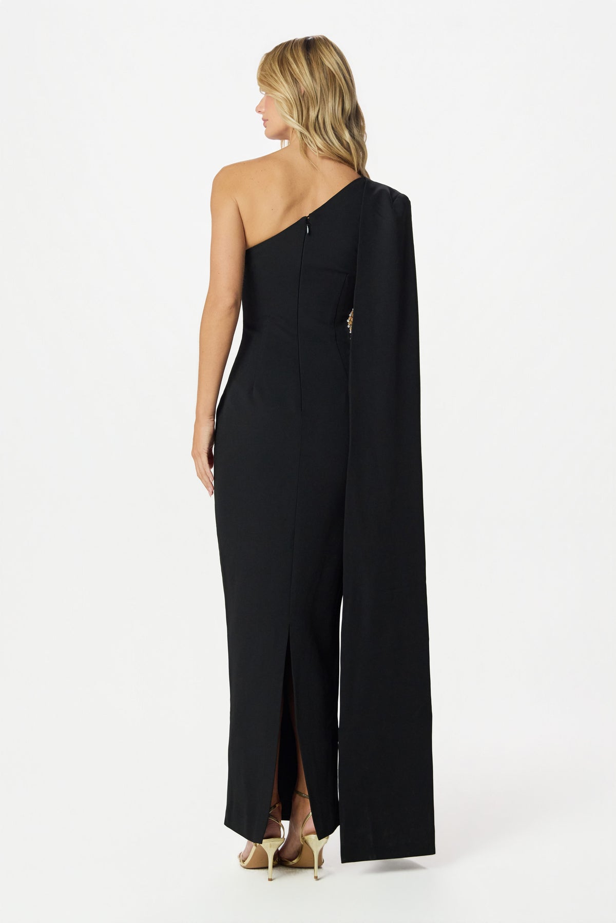 VIVIANA Asymmetric Maxi Dress in Black Position 4