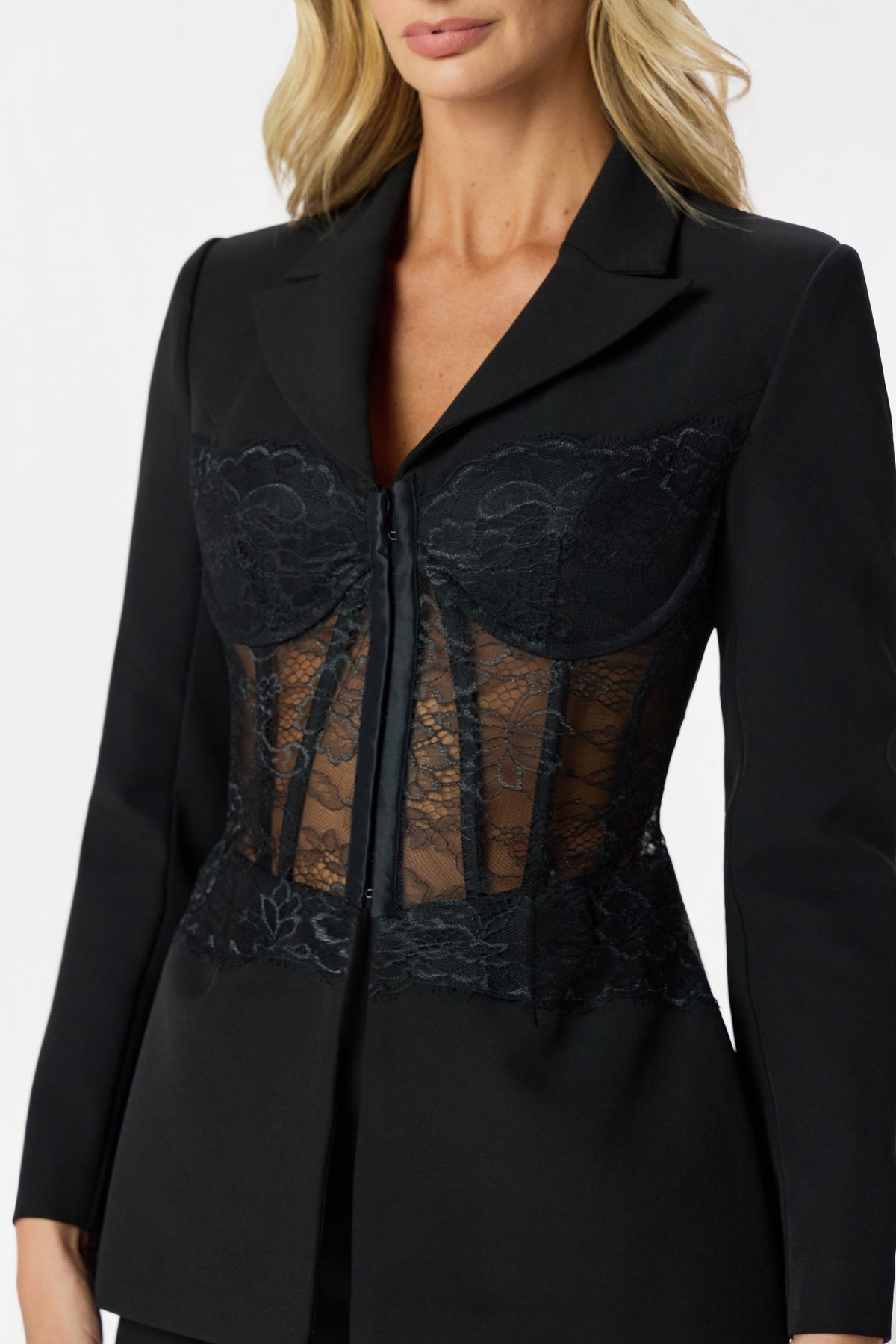 VIVIENNE Lace Blazer in Black Position 2