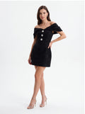 Avenyl ARIELLA Black Sequin Boucle Mini Dress with Elegant Fit