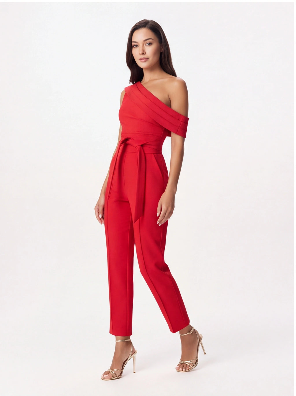 Avenyl Red SOFIE Asymmetric Jumpsuit with Elegant Design & Comfo