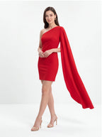 Avenyl KATIE Asymmetric Mini Dress - Elegant Red, Flattering Fit