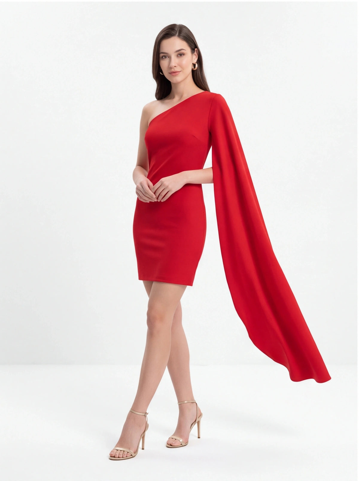 Avenyl KATIE Asymmetric Mini Dress - Elegant Red, Flattering Fit