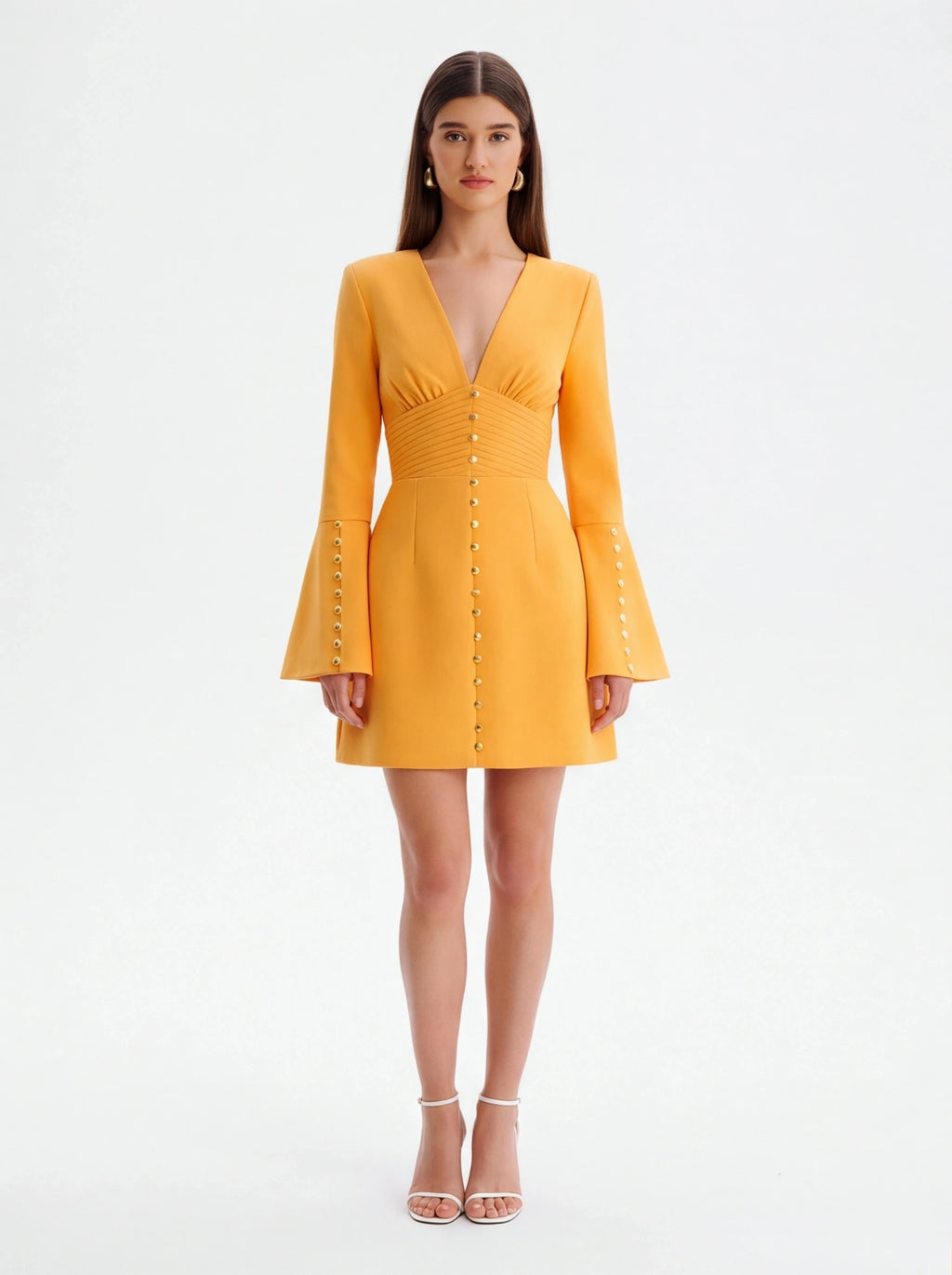 Avenyl V Neck Mini Dress in Orange - Sleek Design & Versatile St