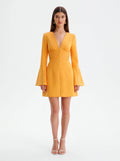 Avenyl V Neck Mini Dress in Orange - Sleek Design & Versatile St